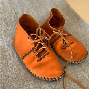 Beatrice Valenzuela Orange moccasin booties